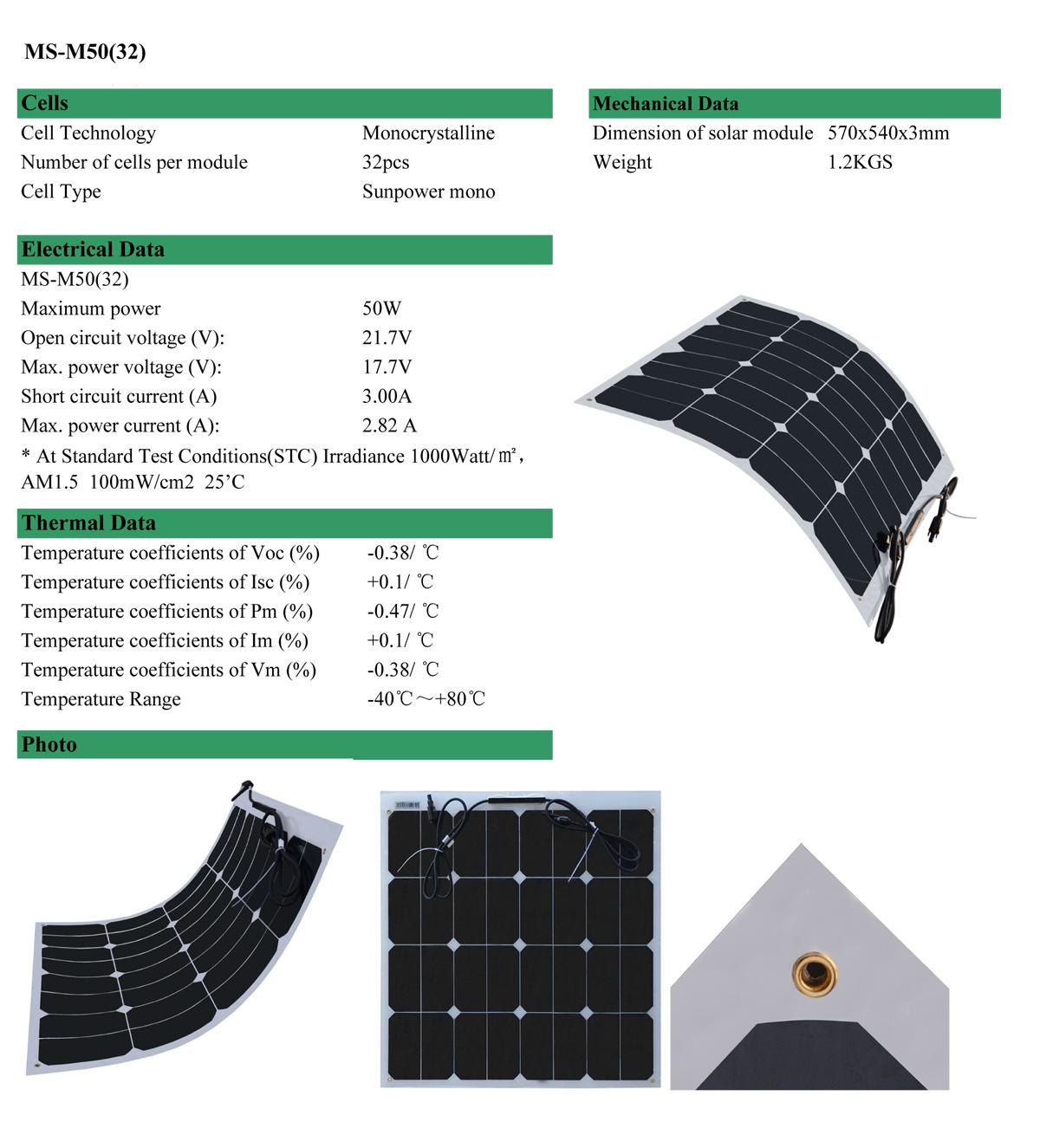 50W Sunpower flexible SOLAR PANEL.xls